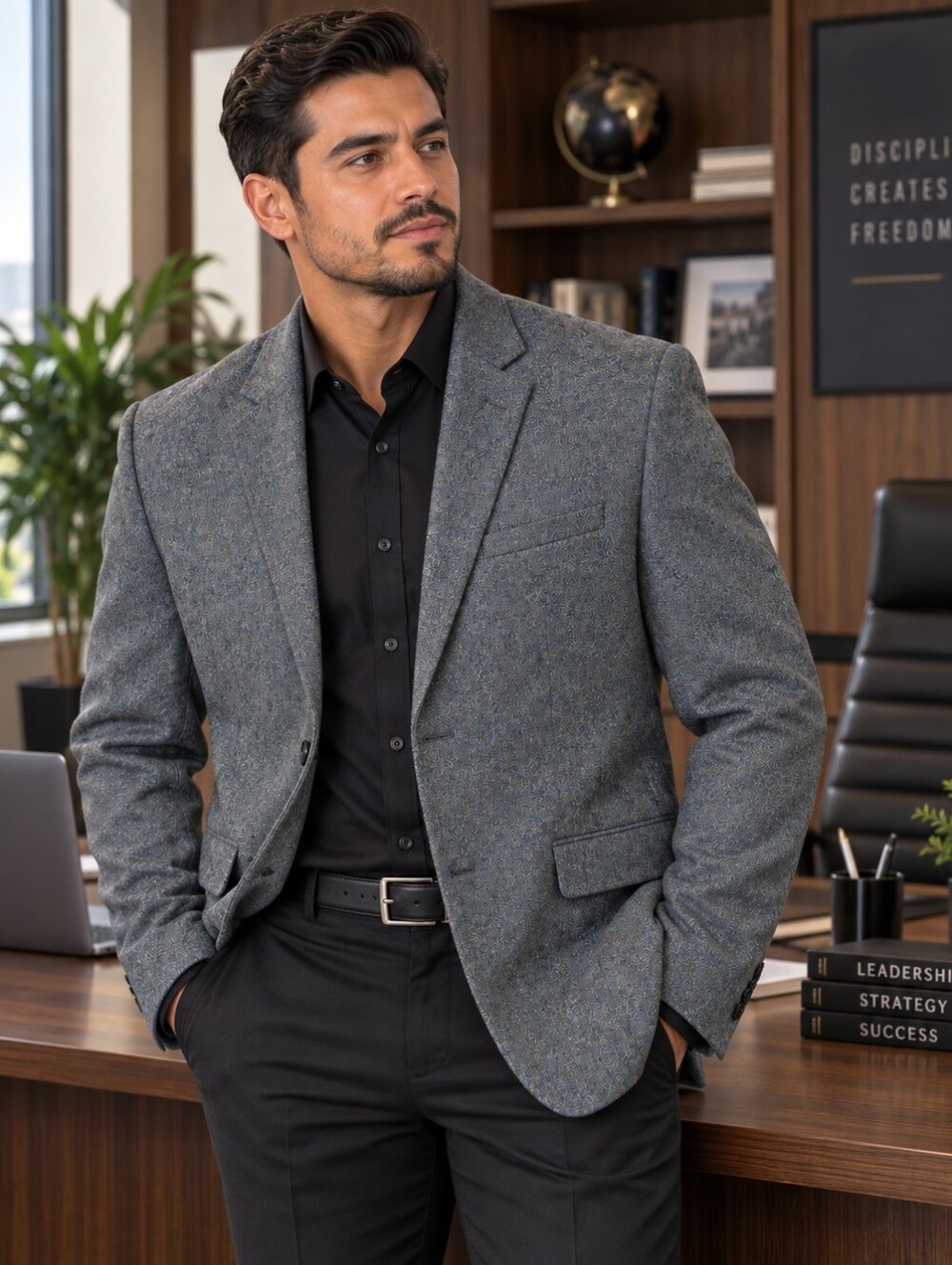 Banana Republic Tailored Slim-Fit Herringbone Blazer in Charcoal XL
